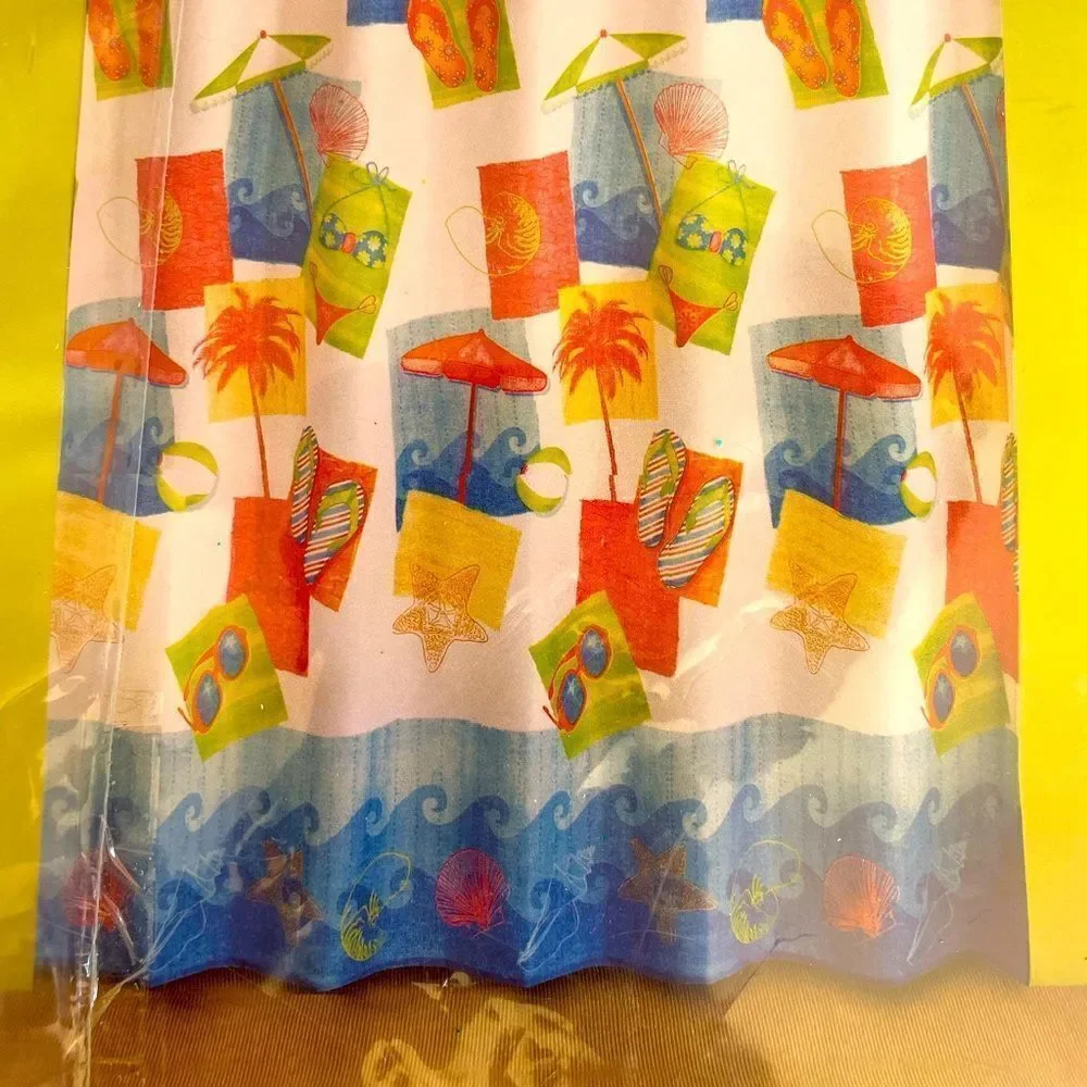 Shower Curtain NWT MIAMI BEACH FABRIC SHOWER CURTAIN 70” x 70”